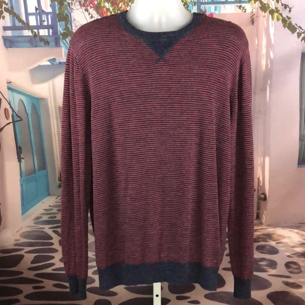 ✨J. Crew Burgundy and Navy Striped Pullover